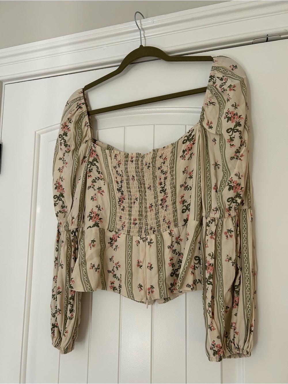Reformation Cera Heath Floral Bow Button Front Bodice Blouse NWT Size 6 - Picture 3 of 6